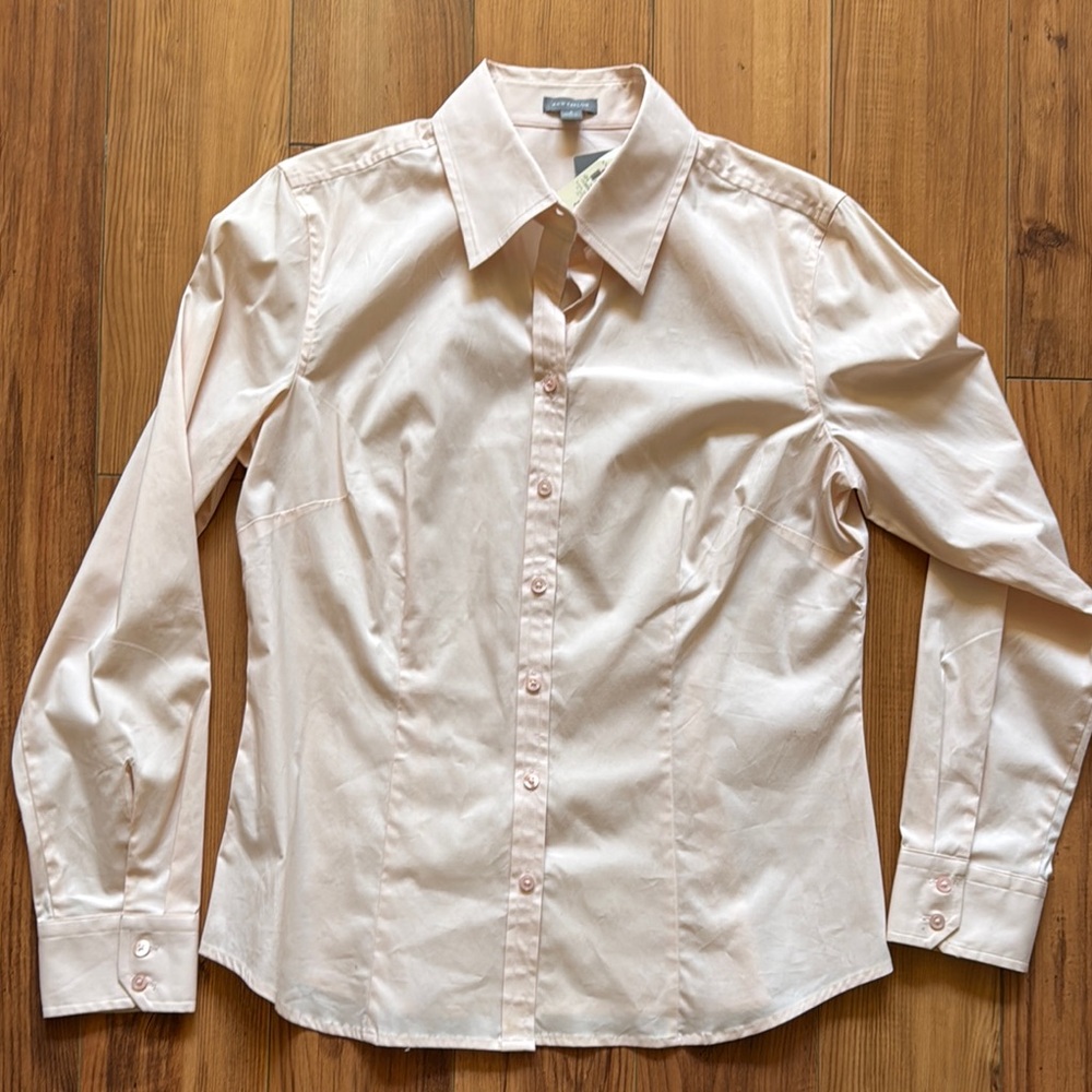 Ann Taylor Light Pink Button Down Shirt Tailored Design